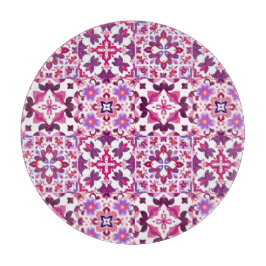 Tabla De Cortar Baldosas españolas rosadas y moradas