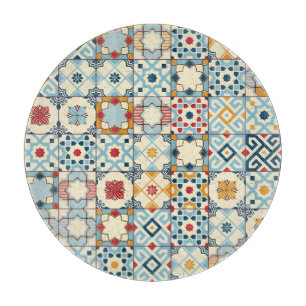 Tabla De Cortar Baldosas marroquíes, coloridas y sin costuras.