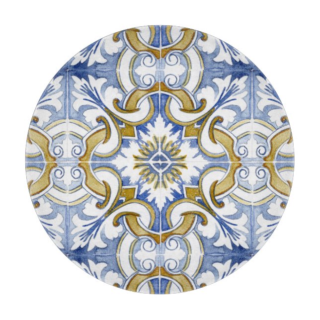 Tabla De Cortar Baldosas mediterráneas, mayólica, siciliana     (Anverso)