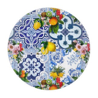 Tabla De Cortar Baldosas sicilianas, mayólica, limones, cítricos