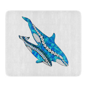 Tabla De Cortar Ballenas tribales orcas
