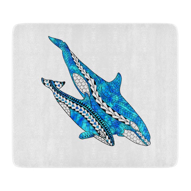 Tabla De Cortar Ballenas tribales orcas (Anverso)