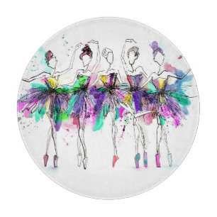 Tabla De Cortar Ballerinas acuarelas: Ilustracion de danza brillan