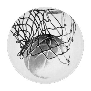 Tabla De Cortar Baloncesto blanco y negro