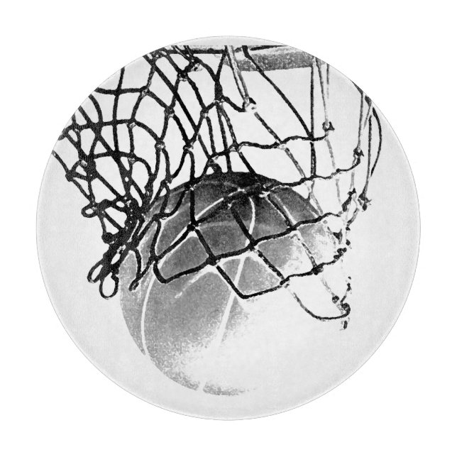 Tabla De Cortar Baloncesto blanco y negro (Anverso)