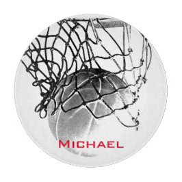 Tabla De Cortar Baloncesto blanco y negro agrega tu nombre