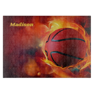 Tabla De Cortar Baloncesto de floración de nombre personalizado