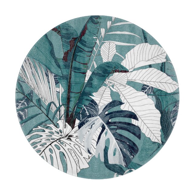 Tabla De Cortar Bananas Tropicales Monstera: Implacable. (Anverso)