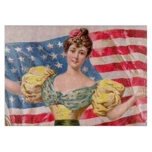 Tabla De Cortar Bandera Americana Dama Libertad Independencia
