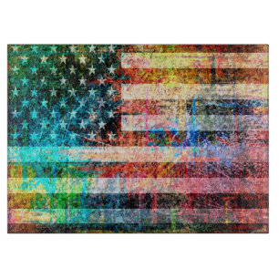 Tabla De Cortar Bandera Americana Grunge Artística #4