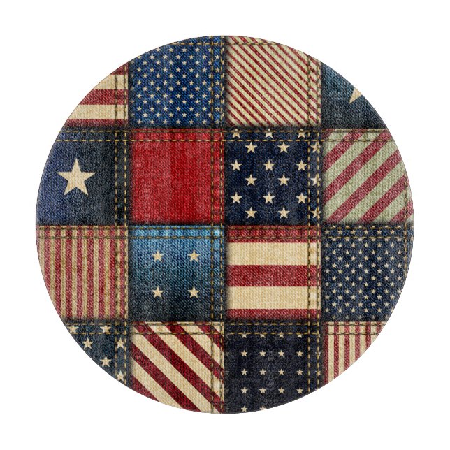 Tabla De Cortar Bandera Americana, Patrón sin problemas. (Anverso)