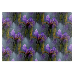 Tabla De Cortar Bandera Azul Iris Flor Naturaleza Patrón de arte