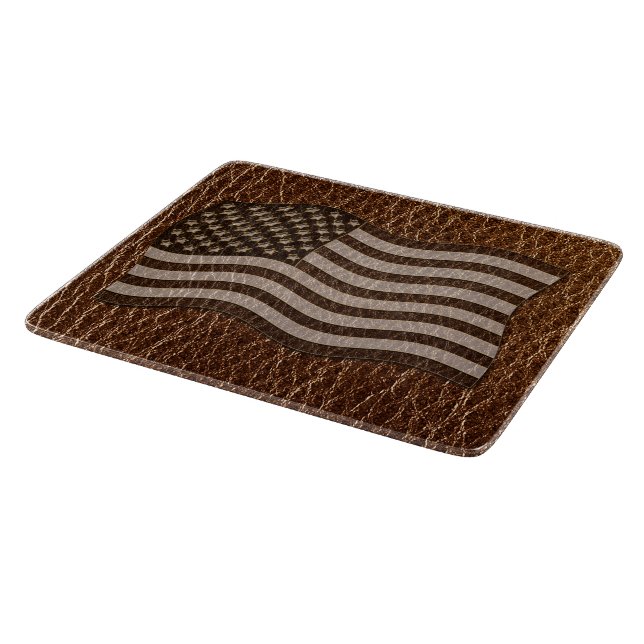 Tabla De Cortar Bandera de EE. UU. con aspecto de cuero (Borde)