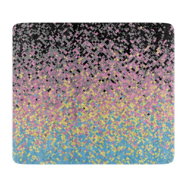 Tabla De Cortar Bandera de orgullo poligénero pixelada funky tripp (Anverso)