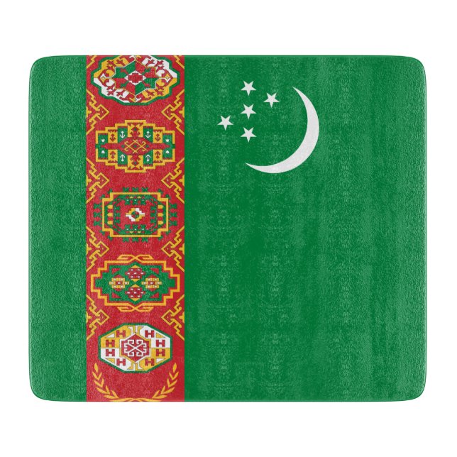 Tabla De Cortar Bandera de Turkmenistán (Turkmenistán) (Anverso)