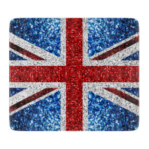 Tabla De Cortar Bandera del Reino Unido azul rojo brillante purpur