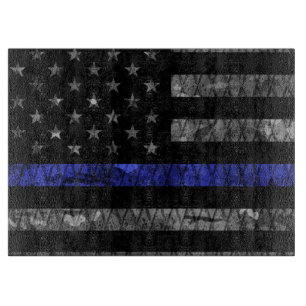 Tabla De Cortar Bandera delgada de la línea azul de la policía