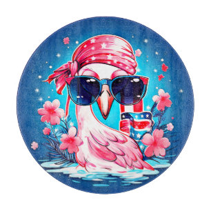 Tabla De Cortar Bandera estadounidense con Personalizado Flamingo-