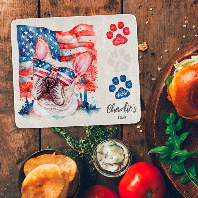 Tabla De Cortar Bandera estadounidense del Bulldog azul rojo (Subido por el creador)