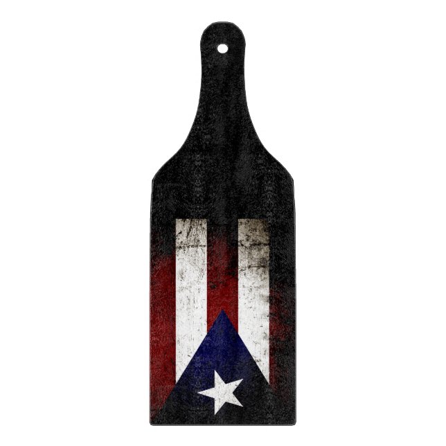 Tabla De Cortar Bandera negra de Puerto Rico del Grunge (Anverso)