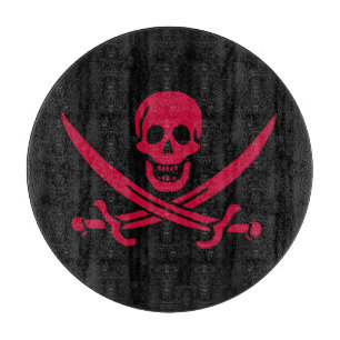 Tabla De Cortar Bandera pirata de Calico Jack Cráneo y Espadas Car