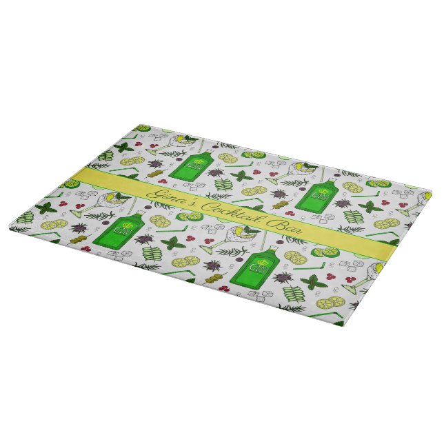 Tabla De Cortar Bar Gin Drinker Cocktail Glass and Ingredients (Borde)