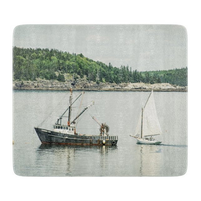 Tabla De Cortar Bar Harbour Maine Boats (Anverso)