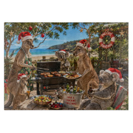 Tabla De Cortar Barbacoa de Navidad junto al mar con canguros y ko