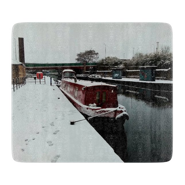 Tabla De Cortar Barco de canal en invierno (Anverso)