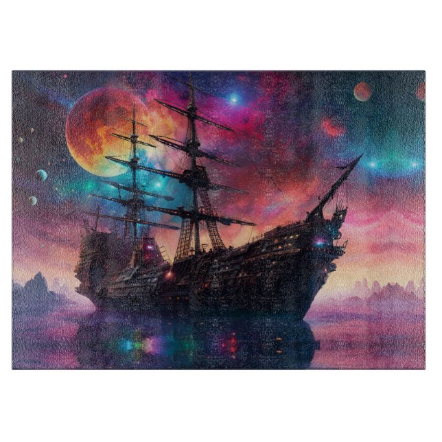 Tabla De Cortar Barco espacial pirata aterriza en otro planeta (Anverso)