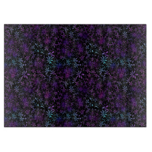 Tabla De Cortar Batik floral turquesa retro morado