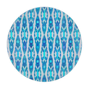 Tabla De Cortar Batik tribal - Gris azulado y plateado de zafiro