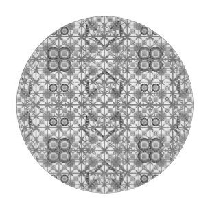 Tabla De Cortar Batik tribal - gris, negro y blanco
