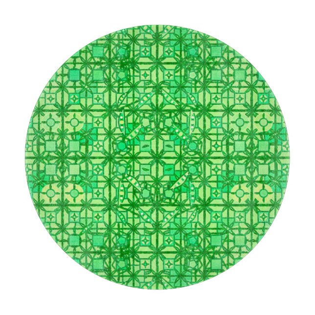 Tabla De Cortar Batik tribal - tonos verdes (Anverso)