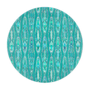 Tabla De Cortar Batik Tribal - Turquesa y Aquamarina
