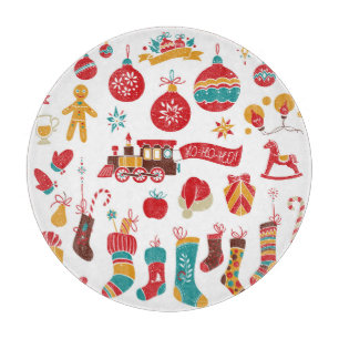 Tabla De Cortar Baubles de navidades: Snowy Vintage Set.