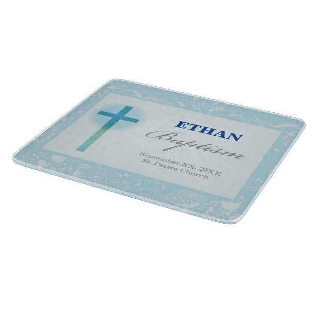 Tabla De Cortar Bautismo de Blue Lace Boy (Borde)