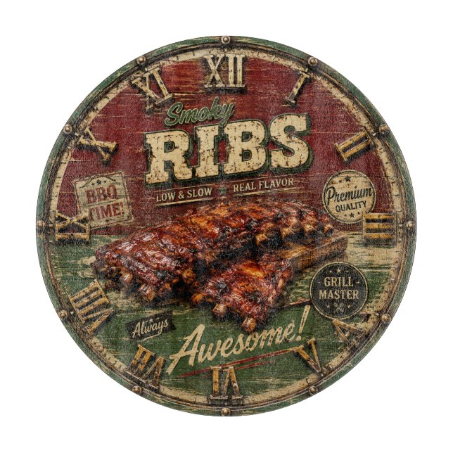 Tabla De Cortar BBQ Ribs Smokehouse Barbecue  Grill Master Gift (Anverso)