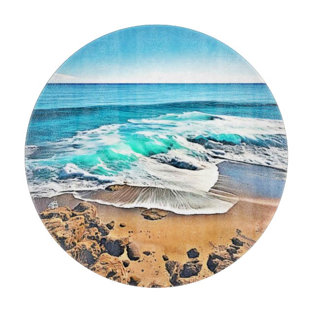 Tabla De Cortar Beach Bliss: Vista al océano (Anverso)