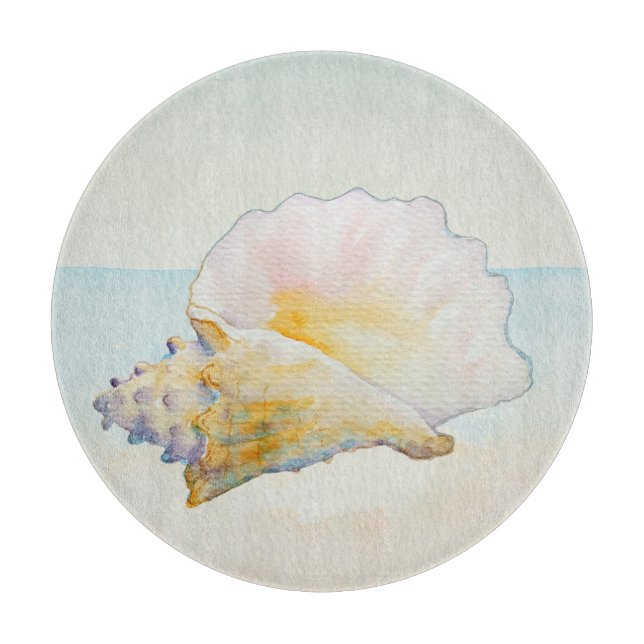 Tabla De Cortar Beach Conch Shell Nautical Ocean (Anverso)