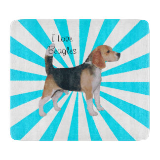 Tabla De Cortar Beagle en molinillo de viento de la turquesa