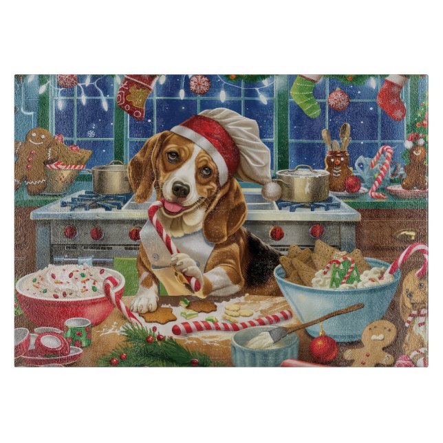 Tabla De Cortar Beagle Holiday Baking: Navidades festivos (Anverso)