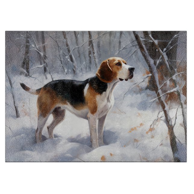 Tabla De Cortar Beagle Let It Snow Navidades (Anverso)
