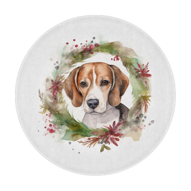 Tabla De Cortar Beagle Navidades Wreath Festimes Pup (Anverso)