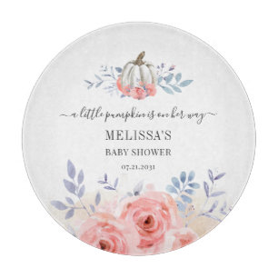 Tabla De Cortar Bebé Shower Rosas Rosadas Calabaza Floral
