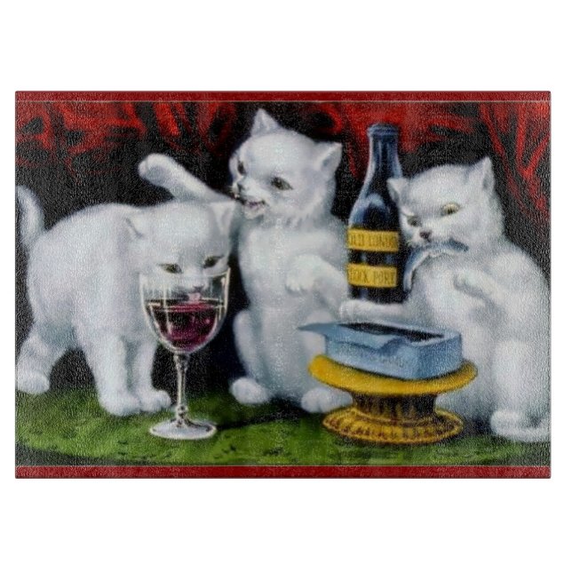 Tabla De Cortar Bebida blanca divertida del vino de las sardinas (Anverso)