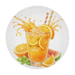 TABLA DE CORTAR BEBIDA VERANIEGA TROPICAL DE TEMA NARANJA