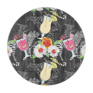 Tabla De Cortar Bebidas tropicales con animales