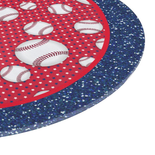 Tabla De Cortar Béisbol rojo blanco y azul (Borde)