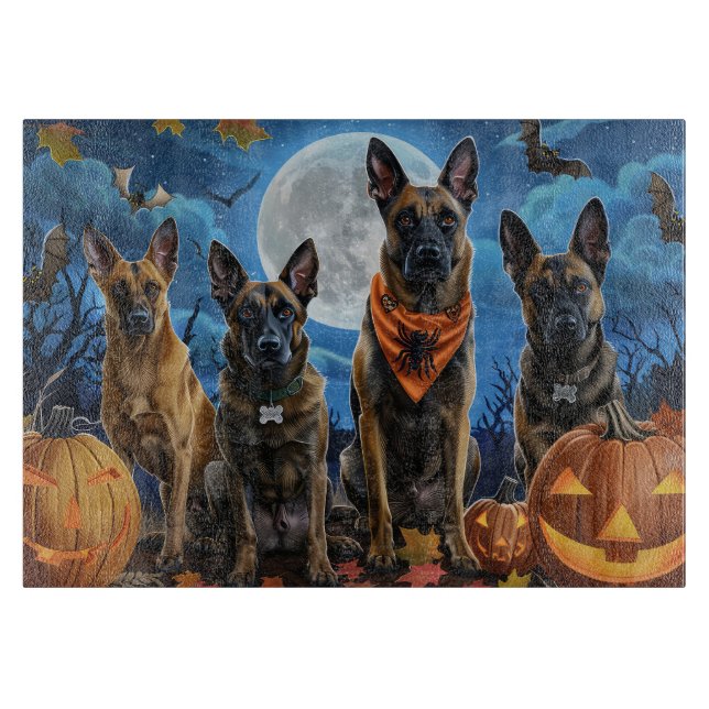 Tabla De Cortar Belgian Malinoi Halloween Espeluznante (Anverso)